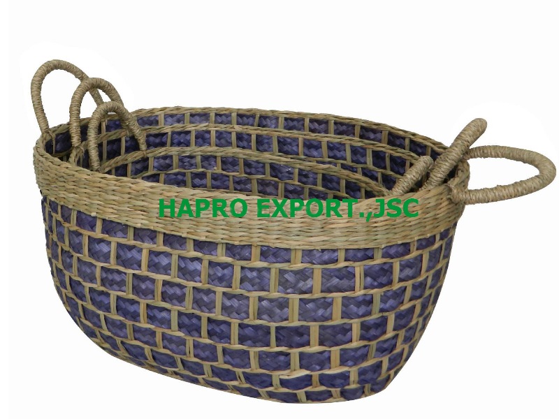 Oval 2 tone seagrass & bamboo baskets 