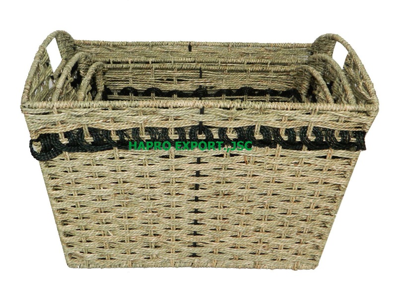 Rectanger Natural & black seagrass baskets